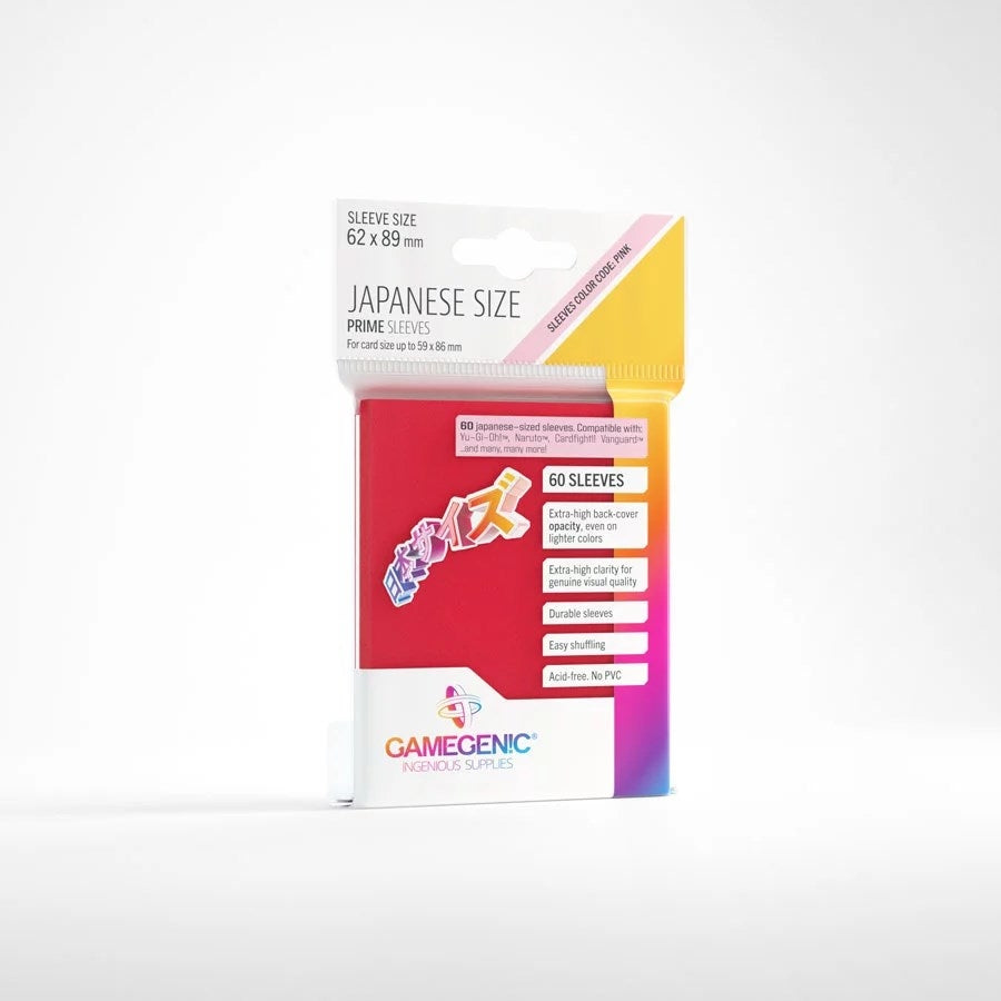 Image for GameGenic Prime Sleeves - Japanese Size - Red (60-Pack) - Card Sleeves