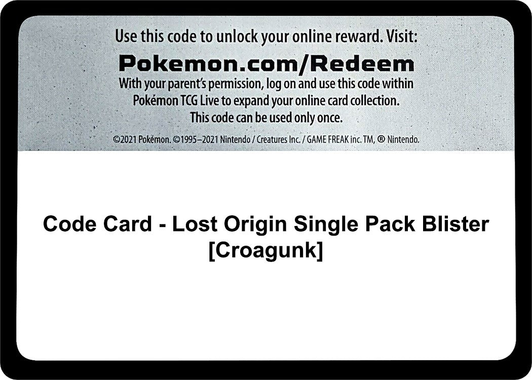 Image for Code Card - Lost Origin Single Pack Blister [Croagunk] (SWSH11) - Pokemon