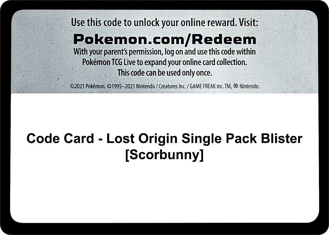 Image for Code Card - Lost Origin Single Pack Blister [Scorbunny] (SWSH11) - Pokemon