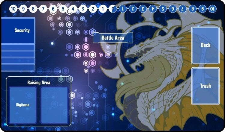 Image for GamerMats Playmat - Digimon Compatible White Dragon (Premium with Zones Black Stitched) - Playmats