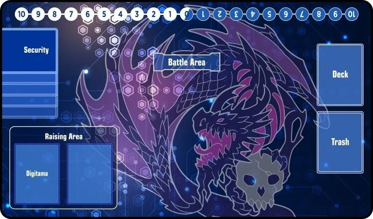 Image for GamerMats Playmat - Digimon Compatible Black Dragon (Premium with Zones Black Stitched) - Playmats