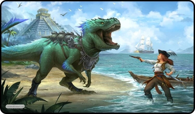 Image for GamerMats Playmat - Dinosaur vs Pirate (Premium Black Stitched) - Playmats