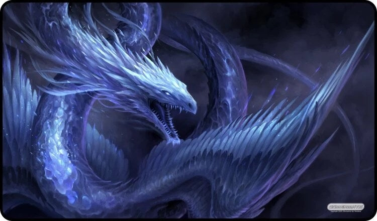 Image for GamerMats Playmat - Blue Crystal Dragon (Premium White Stitched) - Playmats