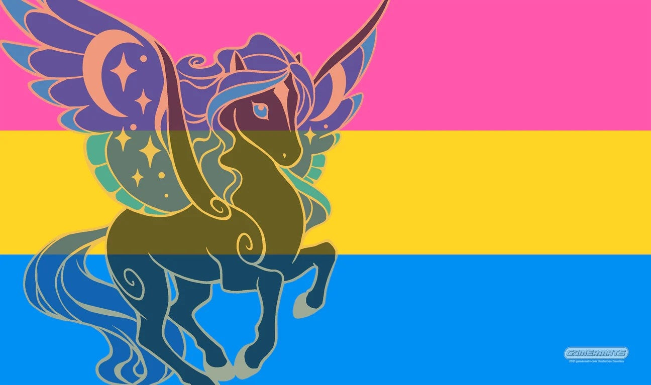 Image for GamerMats Playmat - Pansexual Unicorn Flag (Premium White Stitched) - Playmats
