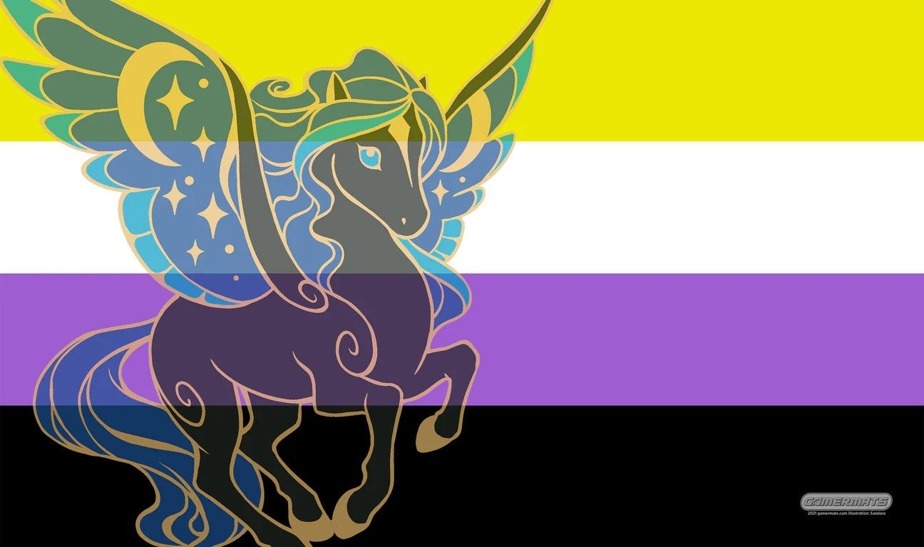 Image for GamerMats Playmat - Non-Binary Unicorn Flag (Premium White Stitched) - Playmats