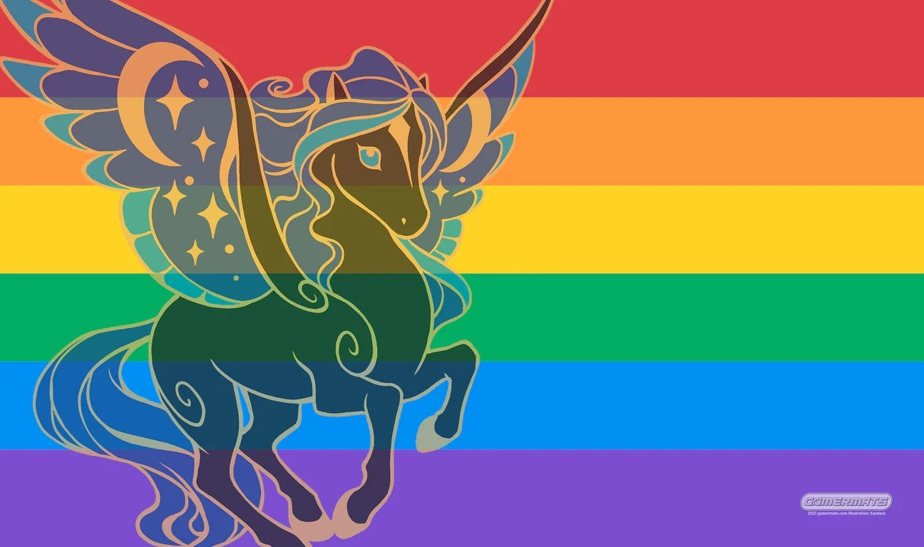 Image for GamerMats Playmat - LGBTQ+ Pride Unicorn Flag - Playmats