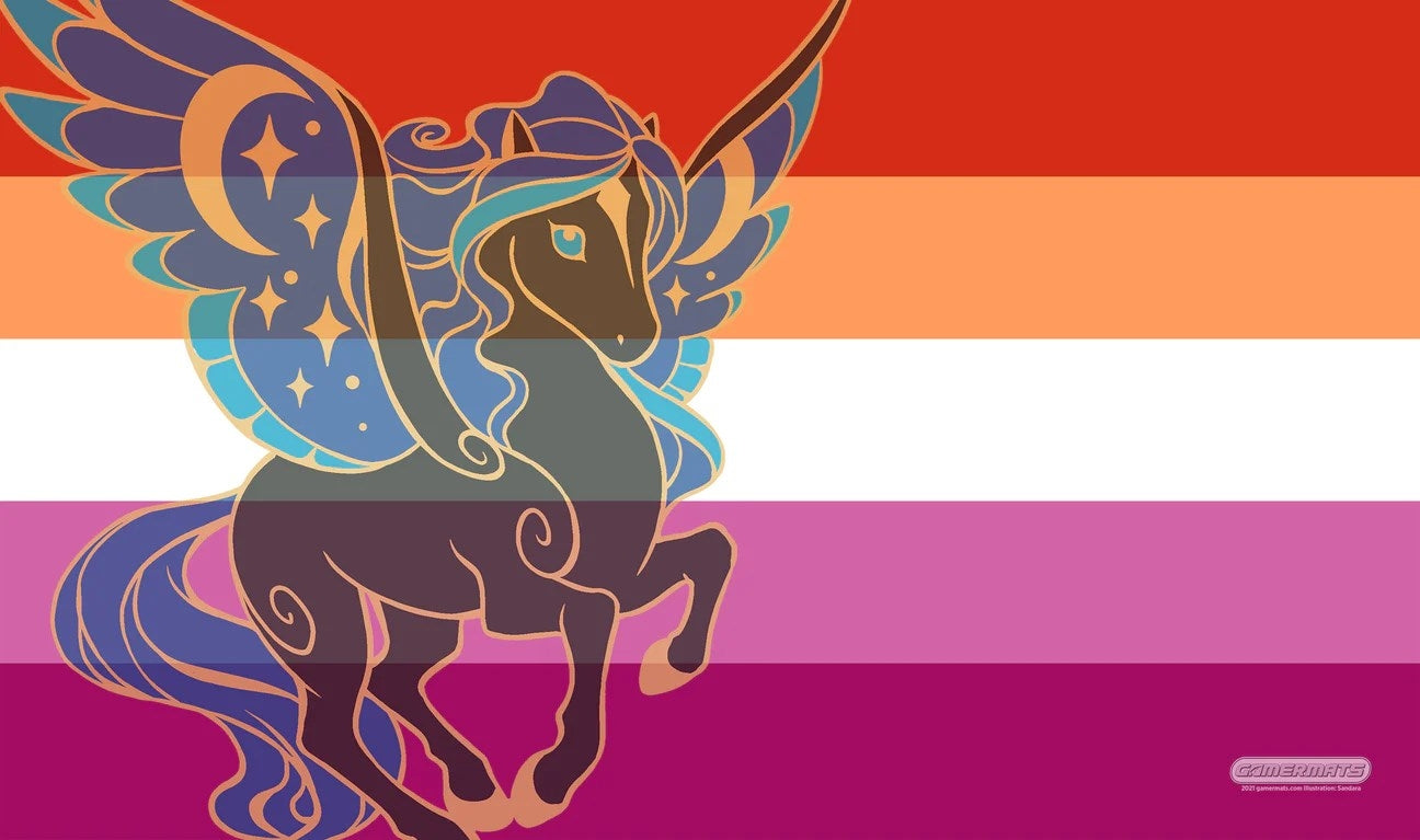 Image for GamerMats Playmat - Lesbian Pride Unicorn Flag (Premium White Stitched) - Playmats