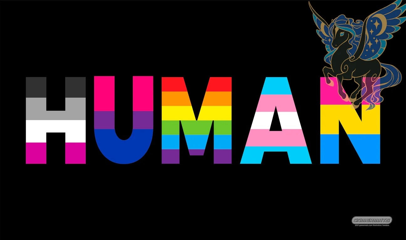 Image for GamerMats Playmat - Human Unicorn Flag (Premium White Stitched) - Playmats