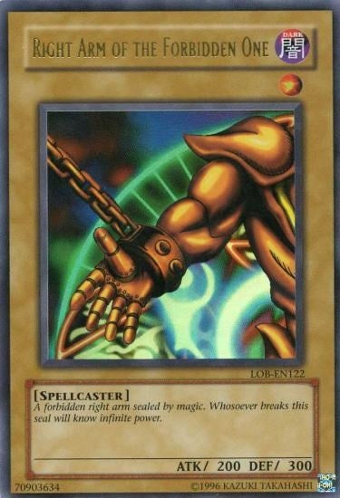 Image for Right Arm of the Forbidden One (LOB-EN122) (Legend of Blue Eyes White Dragon (Worldwide English)) - YuGiOh