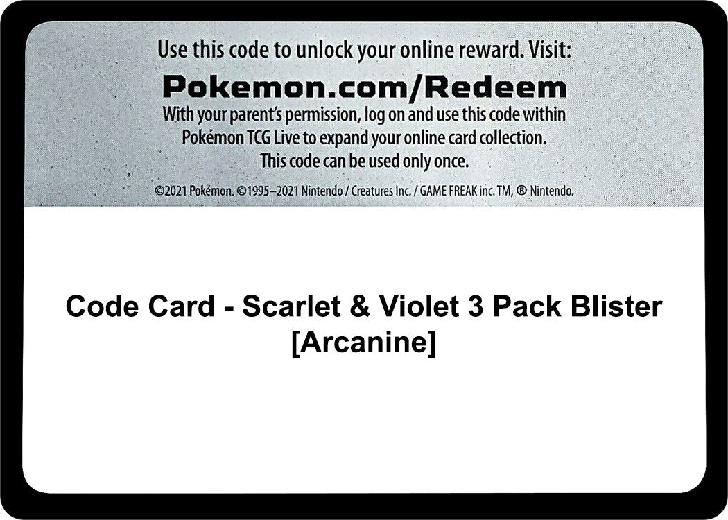 Image for Code Card - Scarlet & Violet 3 Pack Blister [Arcanine] (SVI) - Pokemon