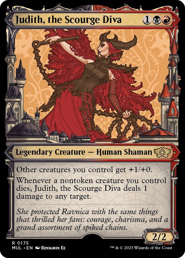 Image for Judith, the Scourge Diva (Halo Foil) (175) (March of the Machine: Multiverse Legends) - Magic: The Gathering