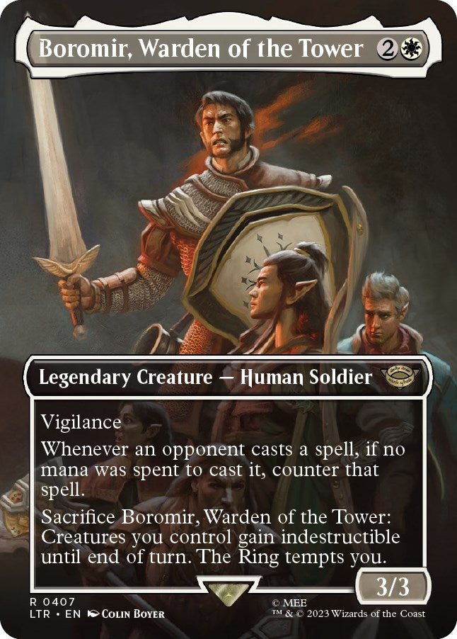 Image for Boromir, Warden of the Tower (Borderless) (407) (Universes Beyond: The Lord of the Rings: Tales of Middle-earth) - Magic: The Gathering