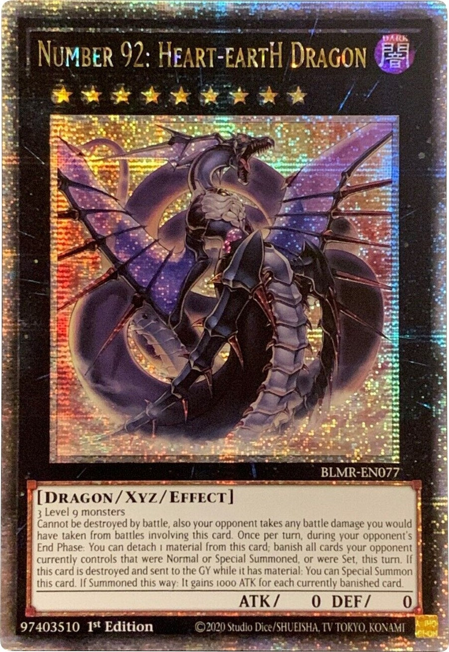 Image for Number 92: Heart-eartH Dragon (Quarter Century Secret Rare) (BLMR-EN077) (BLMR) - YuGiOh