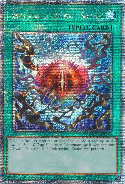 Image for Sinful Spoils of Subversion - Snake-Eye (Quarter Century Secret Rare) (DUNE-EN060) (DUNE) - YuGiOh