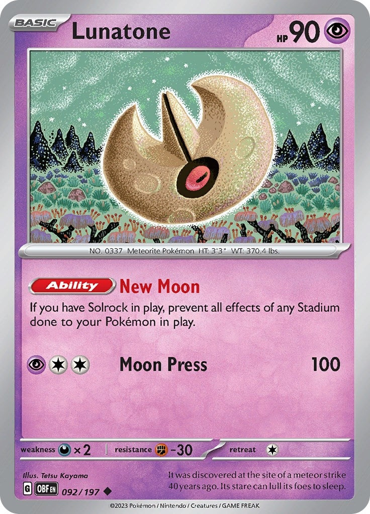 Image for Lunatone (092/197) (OBF) - Pokemon