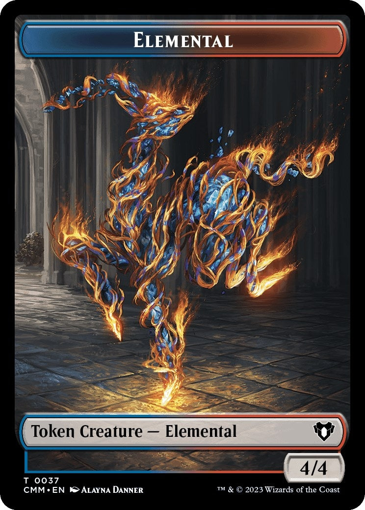 Image for Elemental (0037) // Human Soldier Double-Sided Token (37 // 6) (Commander Masters) - Magic: The Gathering