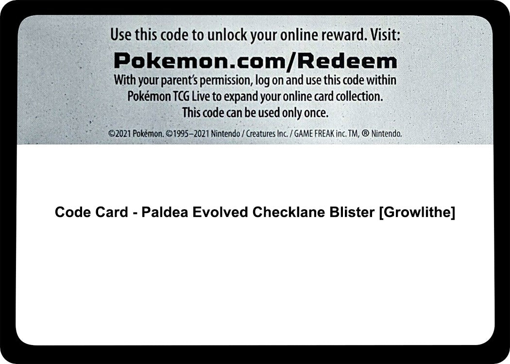 Image for Code Card - Paldea Evolved Checklane Blister [Growlithe] (PAL) - Pokemon