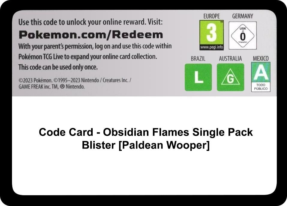 Image for Code Card - Obsidian Flames Single Pack Blister [Paldean Wooper] (OBF) - Pokemon