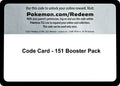 Image for Code Card - 151 Booster Pack (MEW) - Pokemon