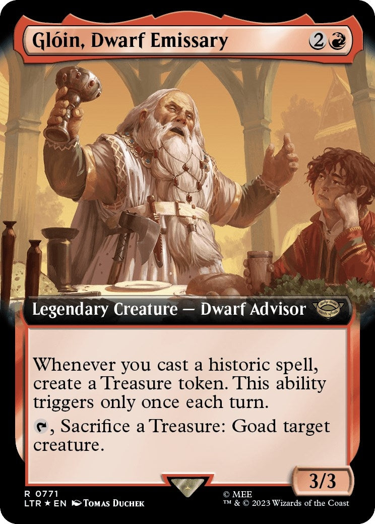 Image for Gloin, Dwarf Emissary (Extended Art) (Surge Foil) (771) (Universes Beyond: The Lord of the Rings: Tales of Middle-earth) - Magic: The Gathering