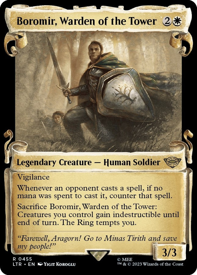 Image for Boromir, Warden of the Tower (Showcase Scrolls) (455) (Universes Beyond: The Lord of the Rings: Tales of Middle-earth) - Magic: The Gathering
