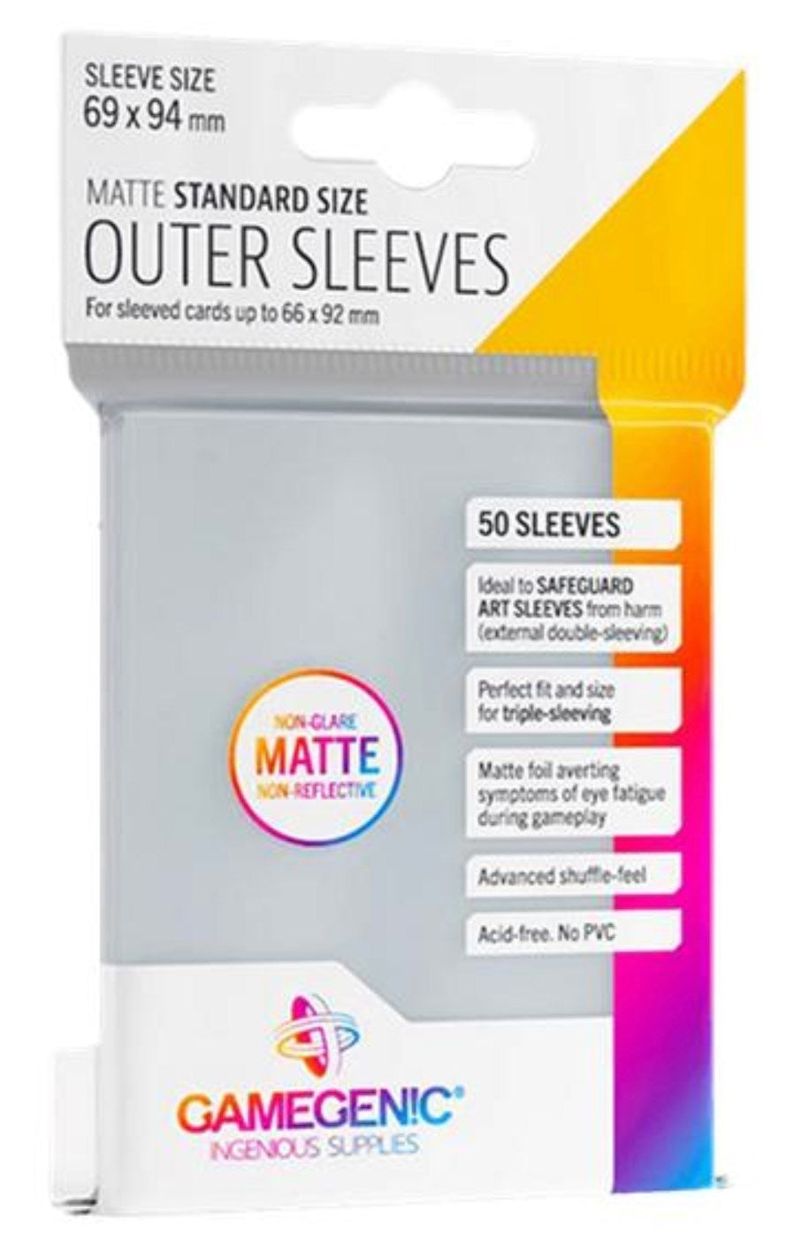 Image for GameGenic Matte Prime Outer Sleeves - Standard Size - Gray (50-Pack) - Card Sleeves
