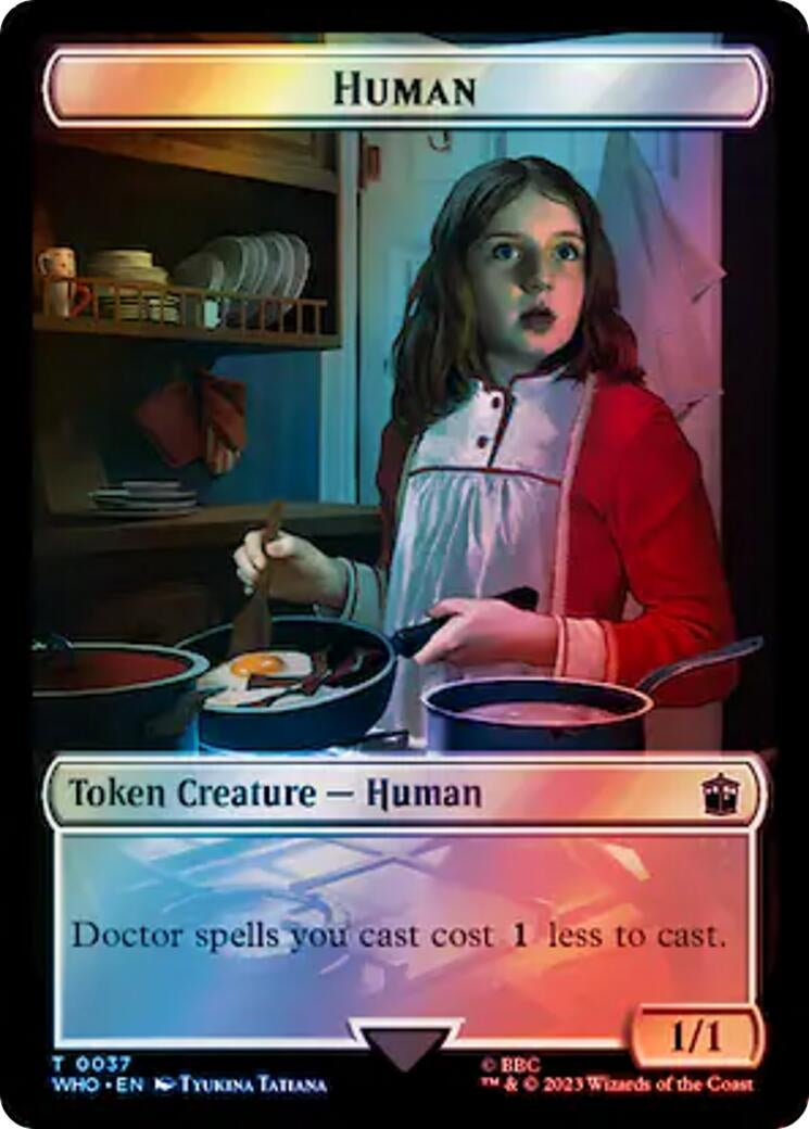 Image for Human (0037) // Food (0057) Double-Sided Token (Surge Foil) (37 // 57) (Universes Beyond: Doctor Who) - Magic: The Gathering
