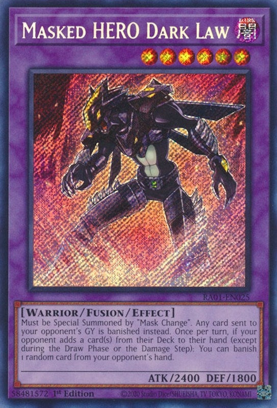 Image for Masked HERO Dark Law (Secret Rare) (RA01-EN025) (RA01) - YuGiOh