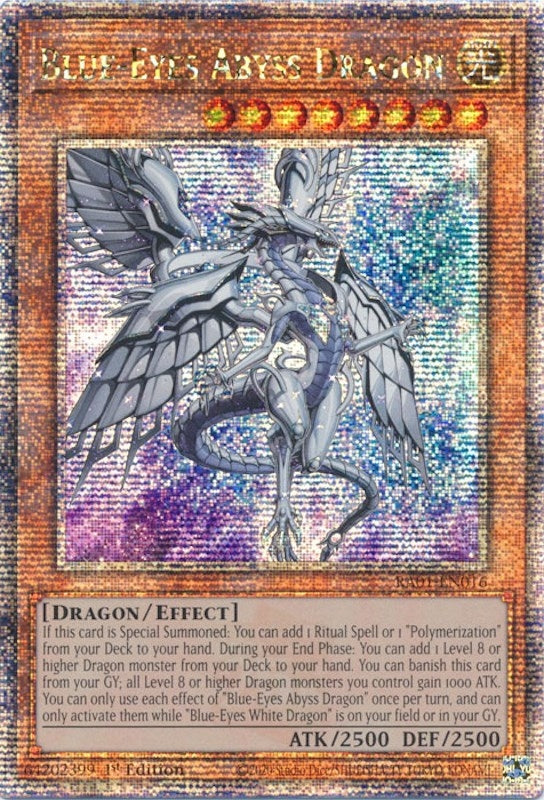 Image for Blue-Eyes Abyss Dragon (Quarter Century Secret Rare) (RA01-EN016) (RA01) - YuGiOh