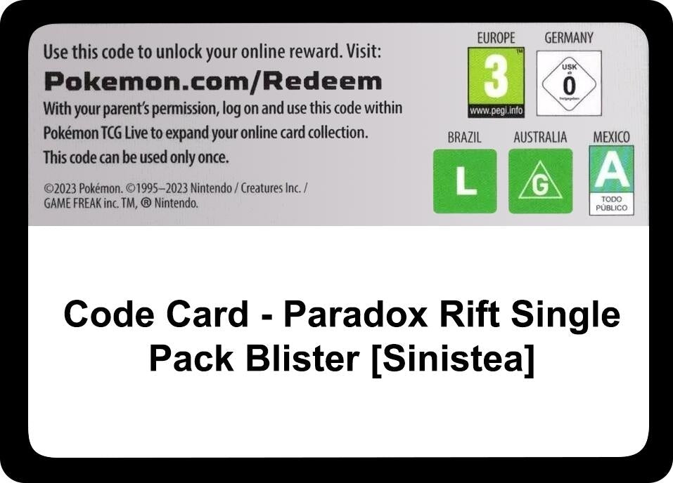 Image for Code Card - Paradox Rift Single Pack Blister [Sinistea] (PAR) - Pokemon