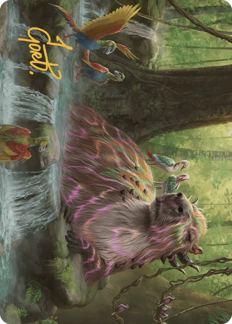 Image for Basking Capybara Art Card (Gold-Stamped Signature) (22) (The Lost Caverns of Ixalan) - Magic: The Gathering