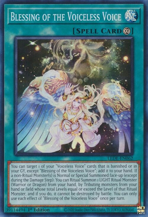 Image for Blessing of the Voiceless Voice (LEDE-EN062) (LEDE) - YuGiOh