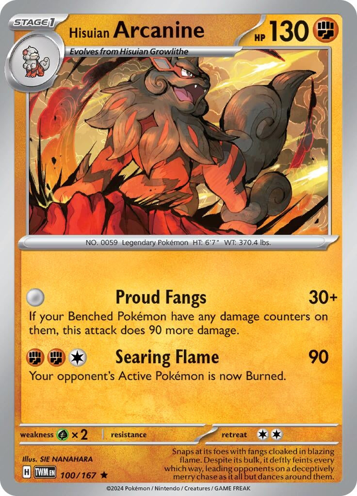 Image for Hisuian Arcanine (100/167) (TWM) - Pokemon