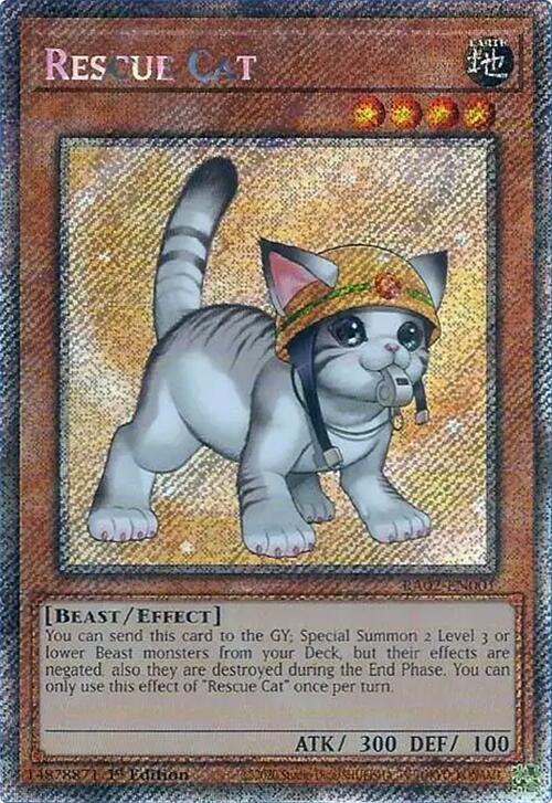 Rescue Cat (Alternate Art) (Platinum Secret Rare) (RA02-EN001) (RA02)