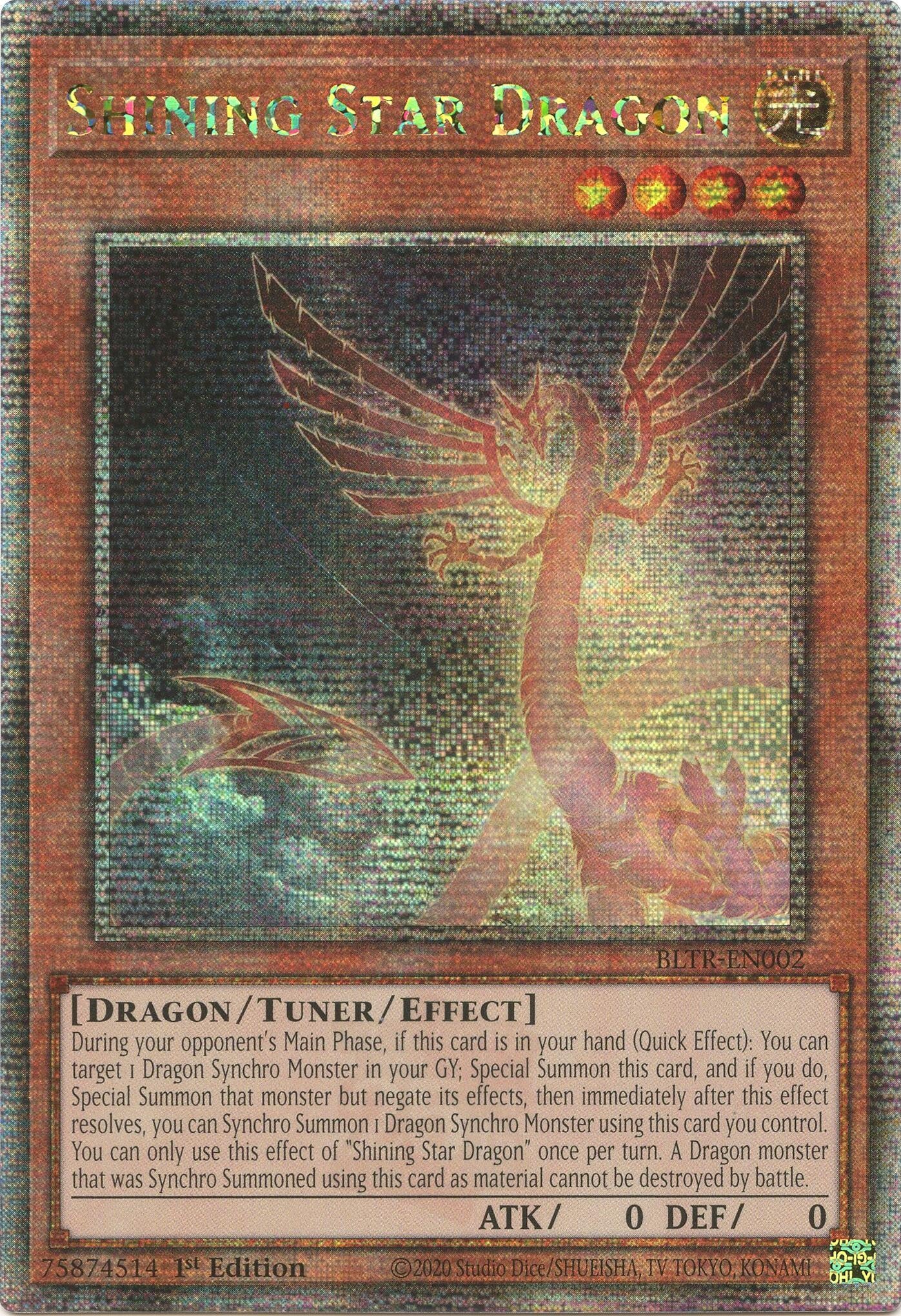 Image for Shining Star Dragon (Quarter Century Secret Rare) (BLTR-EN002) (BLTR) - YuGiOh