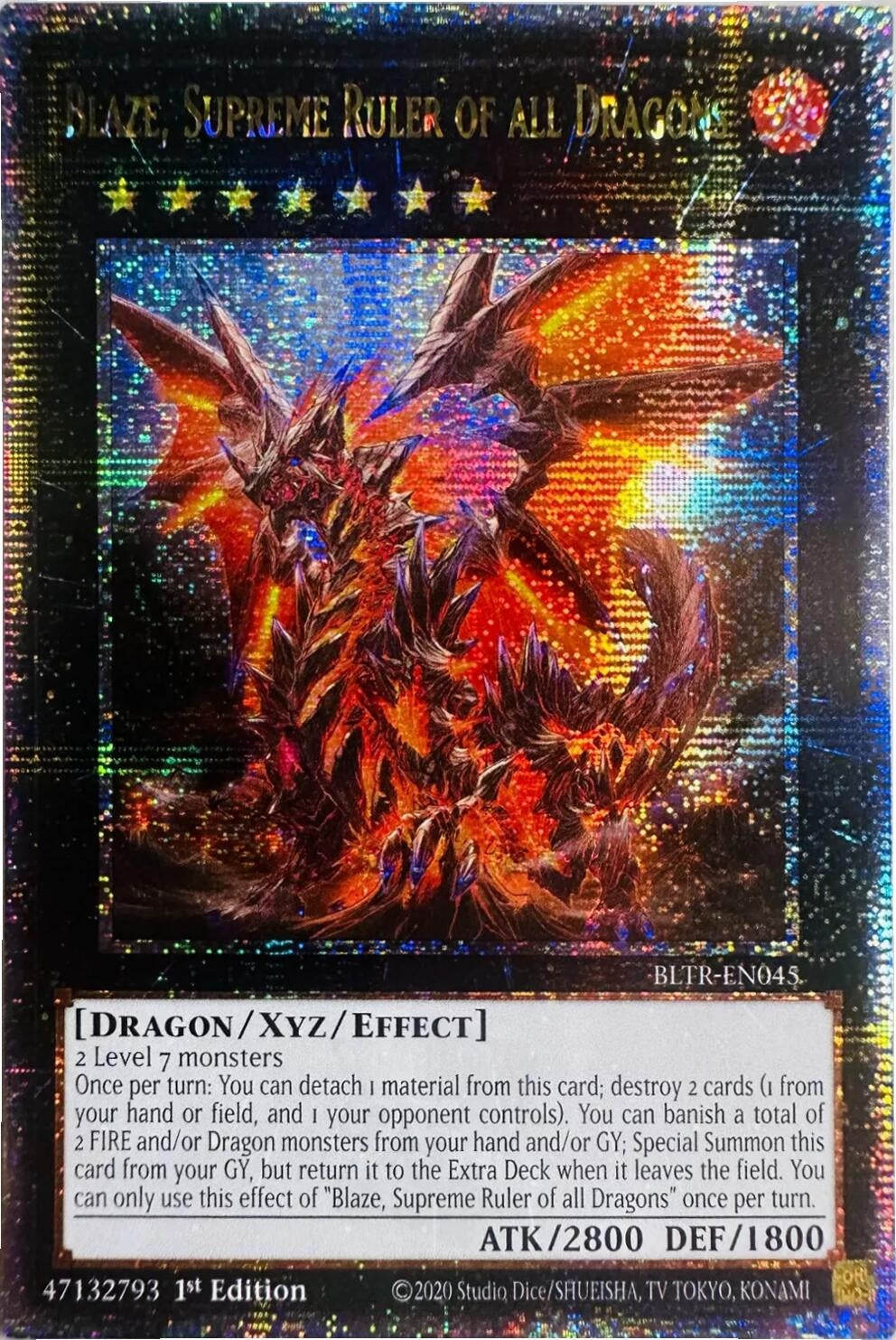 Image for Blaze, Supreme Ruler of all Dragons (Quarter Century Secret Rare) (BLTR-EN045) (BLTR) - YuGiOh