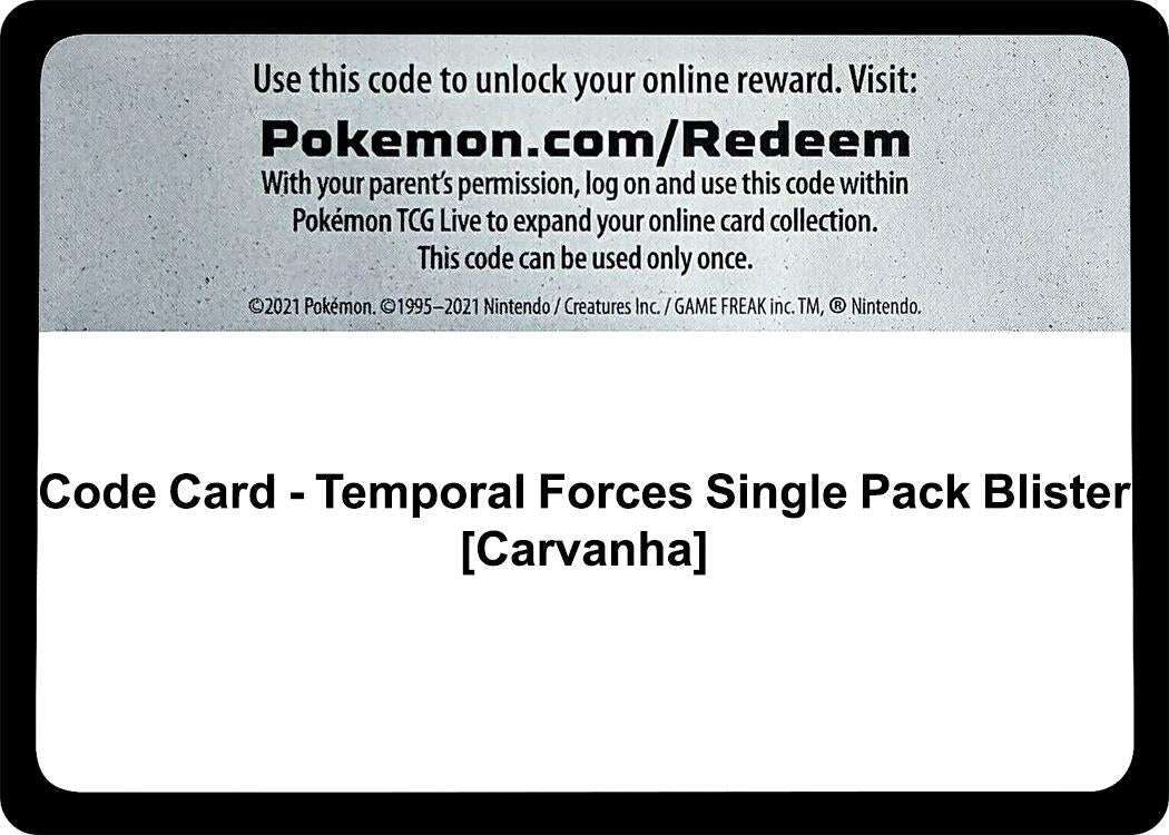 Image for Code Card - Temporal Forces Single Pack Blister [Carvanha] (TEF) - Pokemon