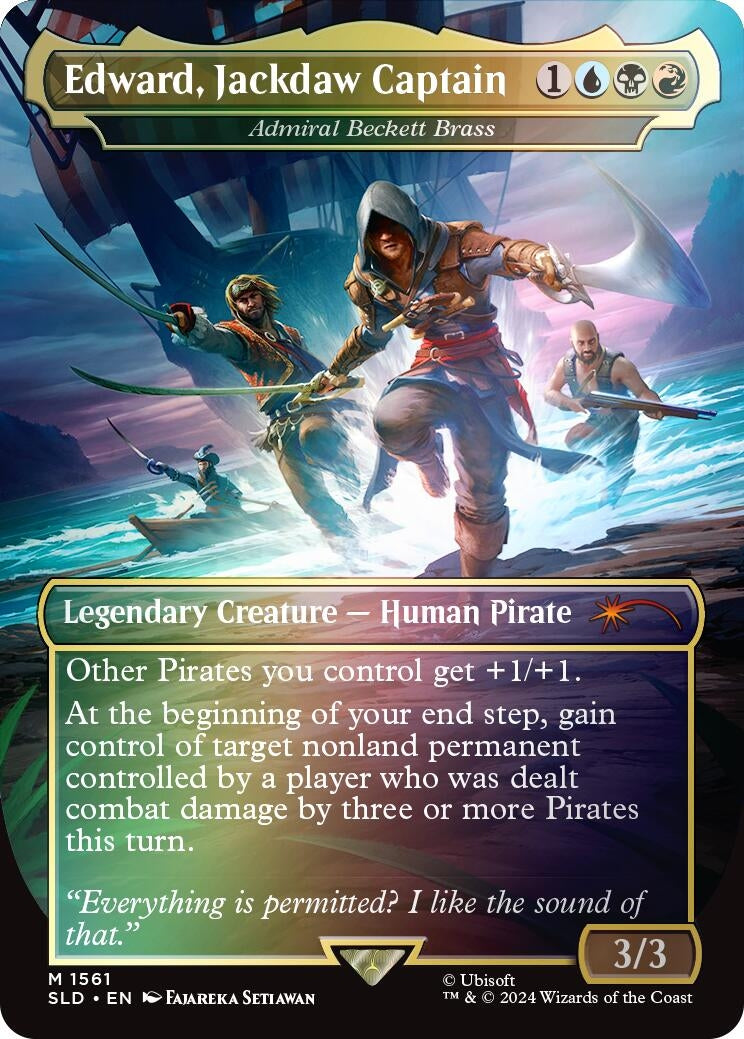 Image for Edward, Jackdaw Captain - Admiral Beckett Brass (Rainbow Foil) (1561) (Secret Lair Drop Series) - Magic: The Gathering