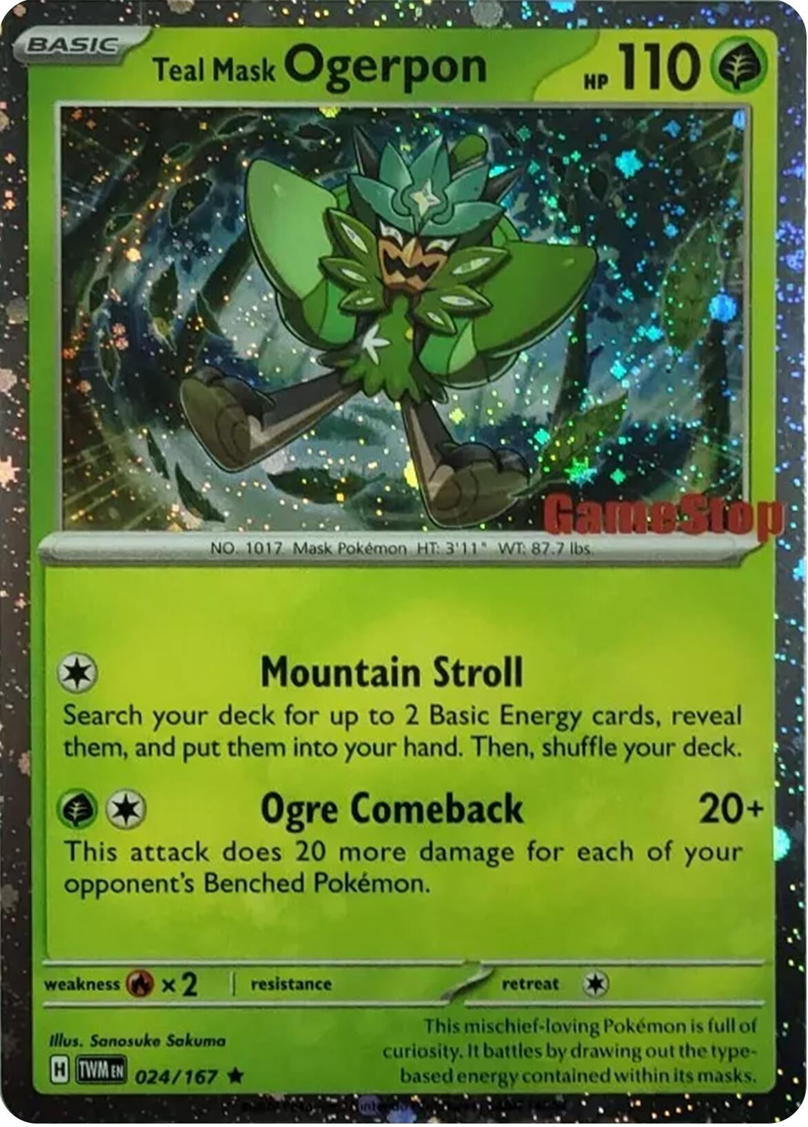 Image for Teal Mask Ogerpon (Cosmos Holo) (Gamestop Exclusive) (024/167) (MCAP) - Pokemon