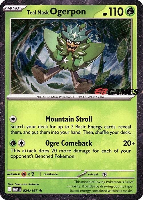 Image for Teal Mask Ogerpon (Cosmos Holo) (EB Games Exclusive) (024/167) (MCAP) - Pokemon