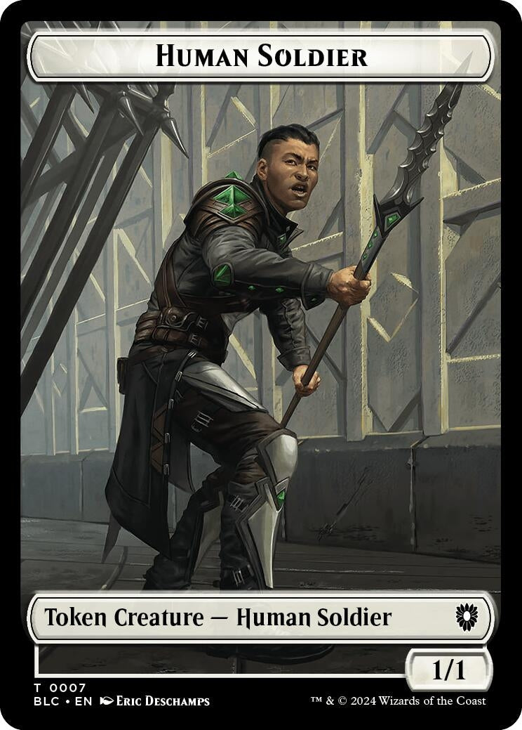 Image for Human Soldier // Wolf (0035) Double-Sided Token (7 // 35) (Bloomburrow) - Magic: The Gathering