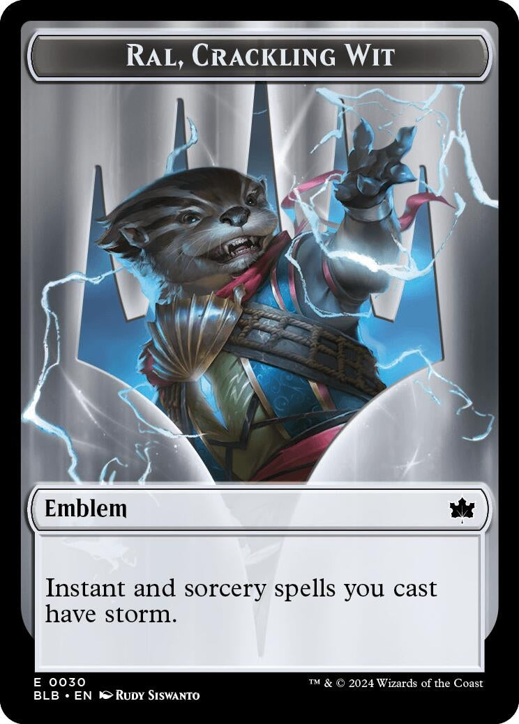 Image for Emblem - Ral, Crackling Wit // Bushy Bodyguard Double-Sided Token (30 // 20) (Bloomburrow) - Magic: The Gathering