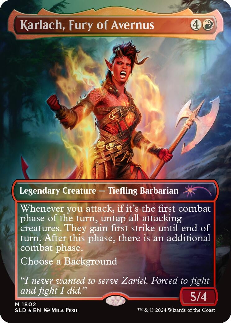 Image for Karlach, Fury of Avernus (Rainbow Foil) (1802) (Secret Lair Drop Series) - Magic: The Gathering