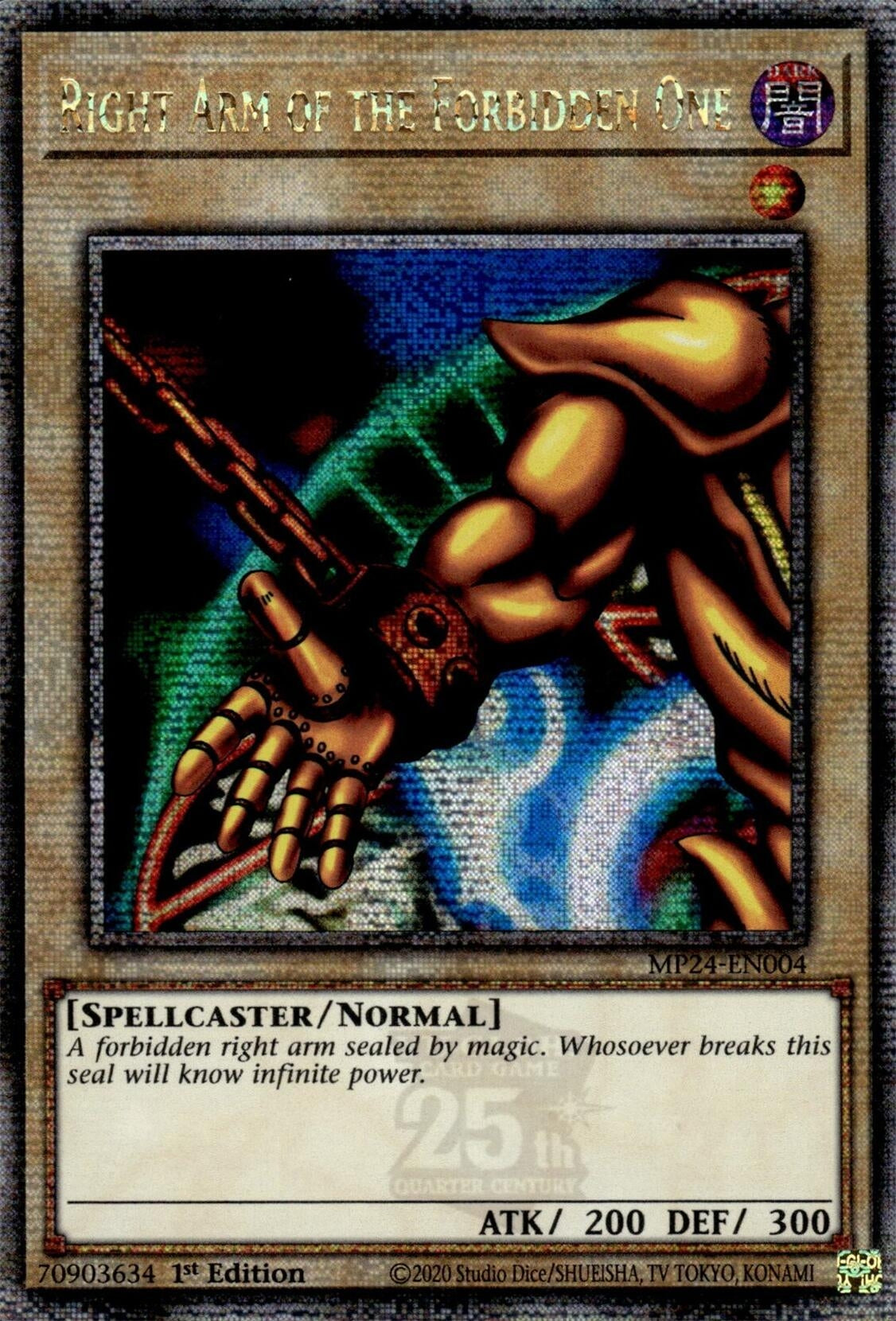 Image for Right Arm of the Forbidden One (Quarter Century Secret Rare) (MP24-EN004) - YuGiOh