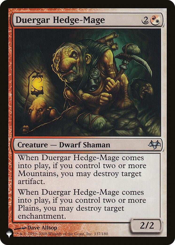 Image for Duergar Hedge-Mage (137/180) (The List Reprints) - Magic: The Gathering