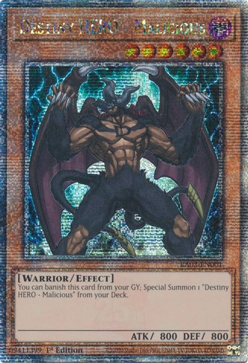 Image for Destiny HERO - Malicious (Quarter Century Secret Rare) (RA03-EN001) - YuGiOh