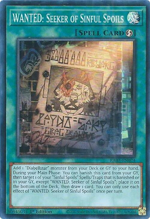 Image for WANTED: Seeker of Sinful Spoils (RA03-EN074) - YuGiOh