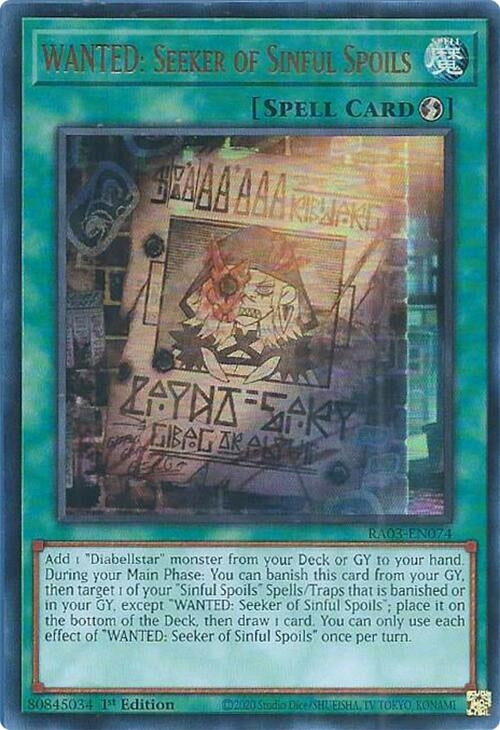 Image for WANTED: Seeker of Sinful Spoils (UR) (RA03-EN074) - YuGiOh