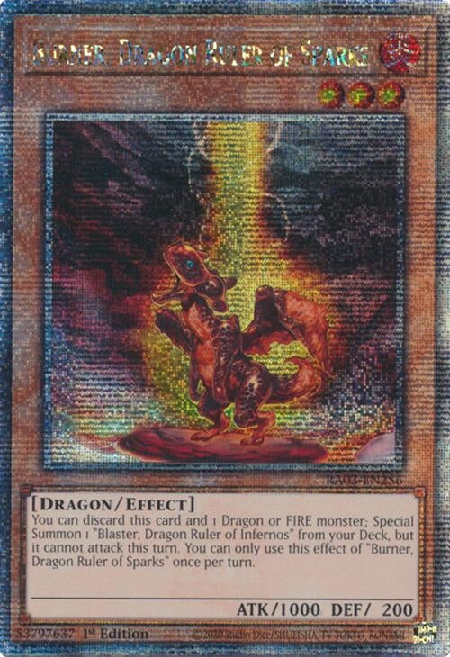 Image for Burner, Dragon Ruler of Sparks (Quarter Century Secret Rare) (RA03-EN256) - YuGiOh