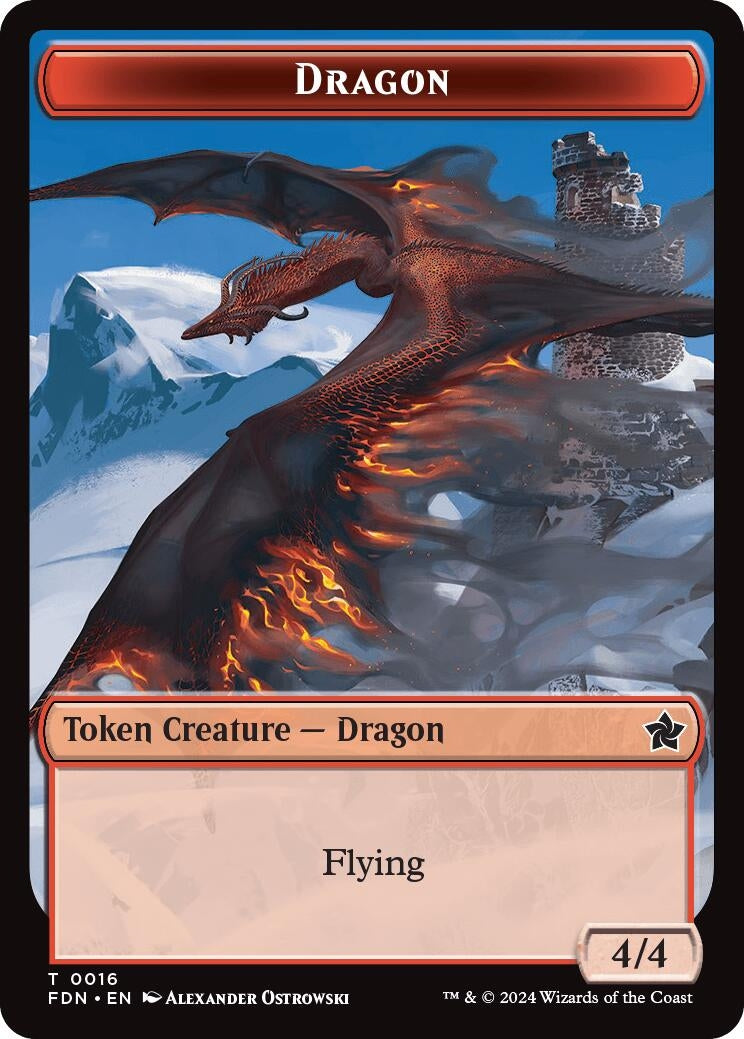 Image for Dragon (0016) // Dragon (0017) Doubled-Sided Token (16 // 17) (Foundations) - Magic: The Gathering